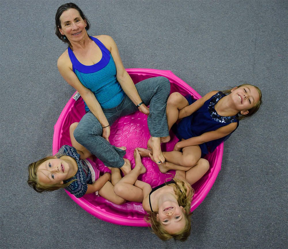 Sarah with family yoga students